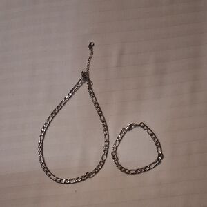 Silver Chain Necklace and Bracelet Set